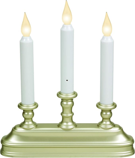 Xodus Innovations FPC1330P-3 Battery Operated 10 inch Window Candles with Tilt to Change Flame Color and Dusk to Dawn Light Sensor Timer with 3 Candle Candelabra Base (Pack of 3), Silver/Pewter