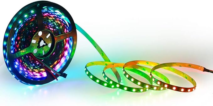 ALITOVE 32.8ft 24V WS2811 Addressable RGB-IC LED Strip Light 600LEDs Programmable Dream Color Flexible LED Pixel Light Chasing Effect LED Rope 5050SMD Non-Waterproof Black PCB(No Adapter & Controller)