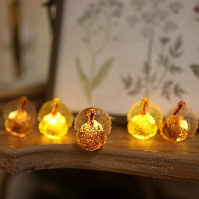 Decorative Fairy Mini Turkey String Lights Autumn Garland Cute Novelty Fall Lights 20 LEDs 8ft Battery Operated for Thanksgiving Centerpiece Decoration Bedroom Wedding Birthday Harvest Decor