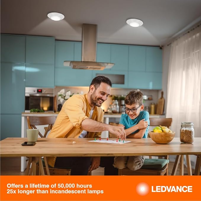 LEDVANCE 16W LED Light Disk, 5 CCT 2700/3000/3500/4000/5000K, Dimmable, 1200 LMS, 90 CRI, Wet Rated, Frosted Finish - 1 Pack (62447)