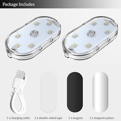 2 PCS Car Led Lights Interior,7 Colors Ambient Lighting Car Interior,USB Rechargeable Car Interior Reading Light,Portable Led Lights for Car