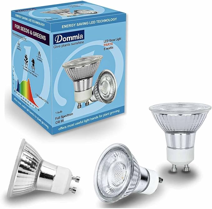 Grow Light, GU10 Full Spectrum Grow Light Bulb, 5W 110V, PAR16 LED Plant Light Bulb for Indoor Plants, Warm White 3000K, 3-Count