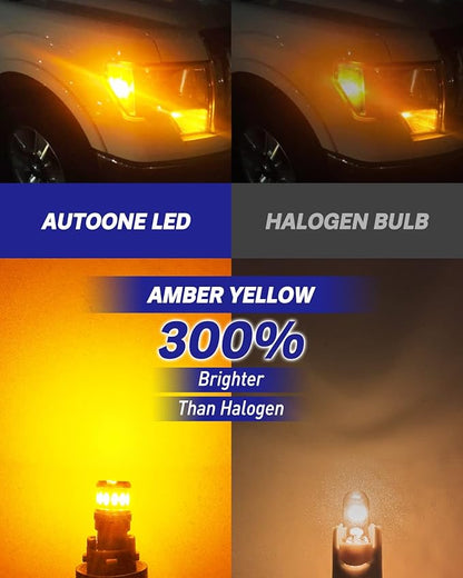 AUTOONE 194 LED Bulb Amber Yellow, Side Marker Lights 300% Brighter T10 168 2825 W5W LED Bulbs for License Plate Light Dome Map Door Courtesy Interior Car Lights, Pack of 2