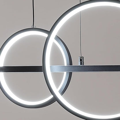 ORANOOR LED Modern Chandeliers for Dining Room, Dimmable Black Gold Chandelier Kitchen Pendant Lighting Over Island, Linear Ring Globe Pendant Light Fixtures Dining Room Lights Ceiling Hanging