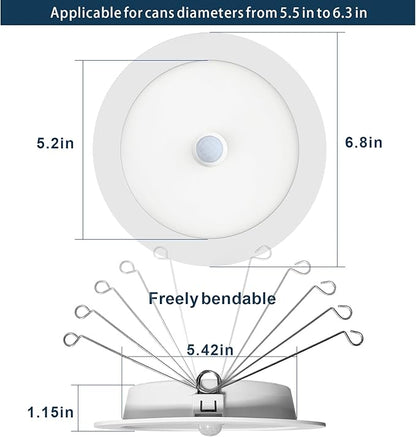 Motion Sensor Downlight, Dusk to Dawn Security 6 Inch Led Recessed Night Lights,17W Equivalent 100W 5800K Daylight, Indoor Motion Activation Detector Retrofit Ceiling Light, 2 Packs