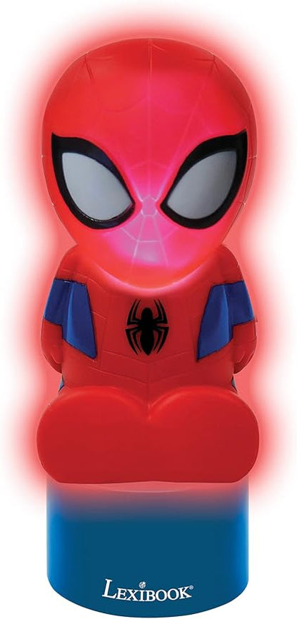 LEXiBOOK Spiderman, Nightlight and Speaker for Children's Room, Color Change, Soft Light, Battery Operated, Blue/Red, NS01SP