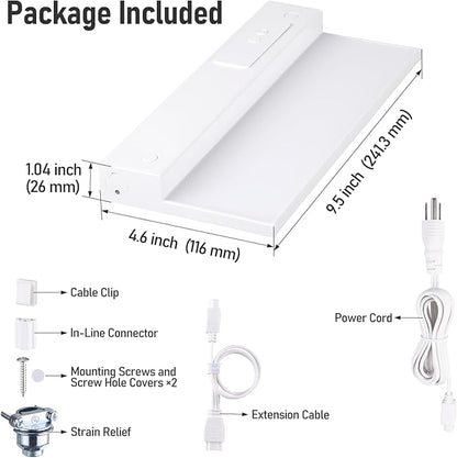 TORCHSTAR Ultra-Slim LED Under Cabinet Lighting Fits 12 Inch Cabinets, 5CCT 8W 600LM, Hardwired & Plug-in, 120V CRI90 Linkable Dimmable Thin Under Counter Lights for Kitchen, ETL T24