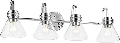 Kichler Farum 34" 4-Light Bathroom Vanity Light Fixture with Clear Glass in Chrome for Single or Double Vanity Over Mirror, Modern Wall Mount (34" x 9.5"), 55156CHCLR