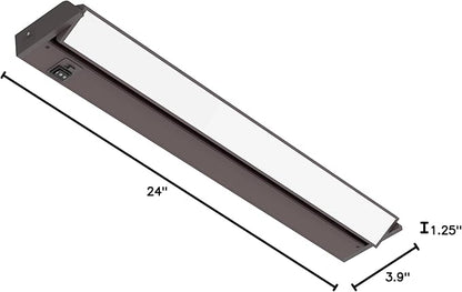 GETINLIGHT 24-inch Swivel LED Under Cabinet Lights, Glass Lens, Selectable White 2700K/4000K/5000K, Dimmable with Wall Dimmers, Bronze Finish, IN-0202-3-BZ