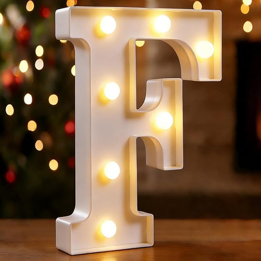 Small Led Marquee Letters, Light Up Letters, 8.58 Inch Led Letter Lights, Battery Powered Lighted Sign for Table, Party, Birthday, Christmas Decor (Letter F)
