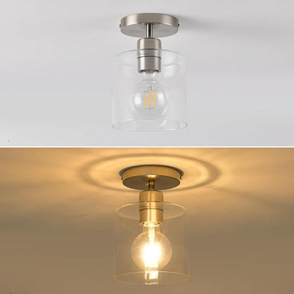 2 Pack Brushed Nickel Ceiling Light Fixture, Modern Semi Flush Mount Ceiling Lights for Bedroom Kitchen Hallway, E26 Base Close to Ceiling Lamp