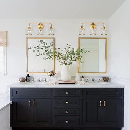 Gold Bathroom Vanity Light 3-Lights Bathroom Light Fixtures Over Mirror with Clear Glass Shade 22.4 inch Wall Sconce Lighting Bath(Exclude E26 Bulb)
