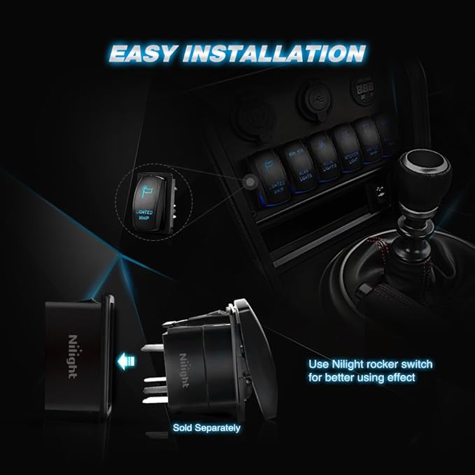 Nilight LED Light Bar Rocker Switch Holder Panel Switch Holder Housing Kit ABS Plastic Black Automotive Mount Toggle Switch Housing,1PCS Switch Panel (90011A)