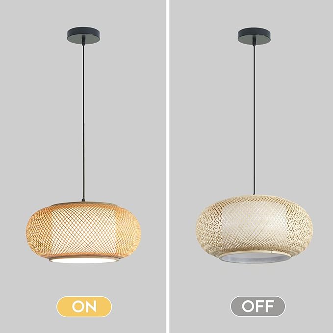 Bamboo Pendant Light Dining room light japanese Light fixture Country style Ceiling Hanging Light Beige Boho Antique Lantern Applicable for Kitchen Island Teahouse Living Room bedroom Restaurant