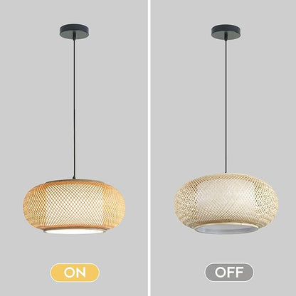 Bamboo Pendant Light Dining room light japanese Light fixture Country style Ceiling Hanging Light Beige Boho Antique Lantern Applicable for Kitchen Island Teahouse Living Room bedroom Restaurant