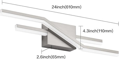 SOLFART Bathroom Light Fixtures Brushed Nickel 24 Inch Dimmable Vanity Lights Modern Led Lights for Bathroom