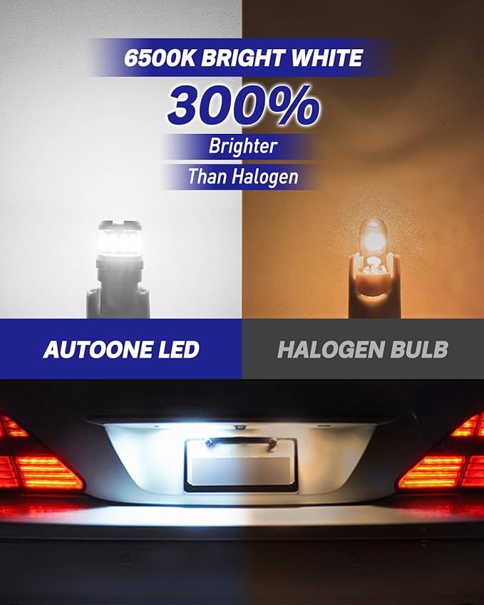 AUTOONE 194 LED Bulb, License Plate Light 300% High Brightness T10 168 2825 W5W LED Bulbs for Dome Map Door Courtesy Interior Car Lights 6500K White, Pack of 10
