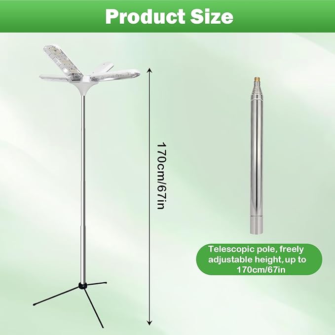 Grow Lights for Indoor Plants, 240 LEDs Full Spectrum Plant Light with Folding Wings, 3/9/12H Auto Timer, 10 Dimmable Levels, 3 Lighting Modes, Height Adjustable for Tall Large Plants, Vegetables