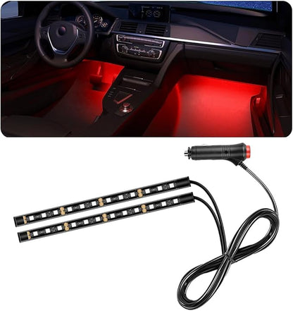 povtii Car LED Strip Light, 24 LED RGB Auto Under Dash Interior Atmosphere Lights, Cigarette Lighter Decorative Lamp Ambient Night Light, Universal Lighting Kit Car Accessories (Red)