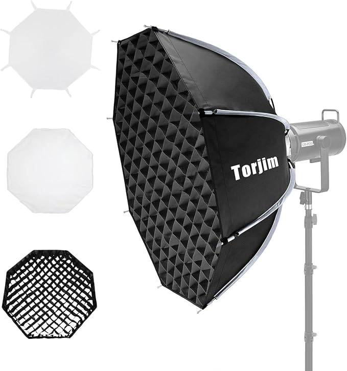 Torjim 35.4"/90cm Octagonal Softbox with Quick Release Bowens Mount, Portable & Collapsible with Removable Diffusers & Grid, Perfect for Portrait Photography, Video Production, and Studio Lighting