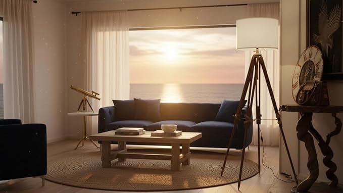 Thor Vintage Classic Tripod Floor Lamp Nautical Floor Lamp Home Decor lamp (Without Lampshade) Rustic Vintage Home Decor Gifts