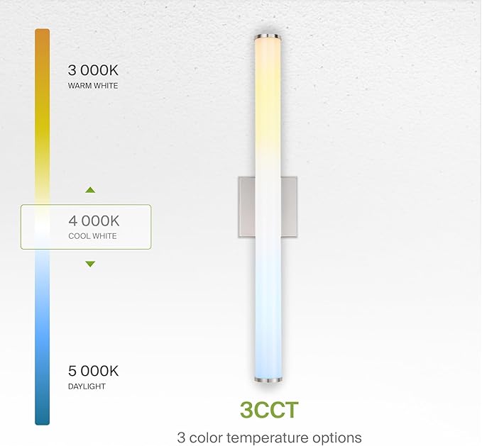 ASD 36" LED Linear Vanity Light Fixture, Modern Bathroom Sconce — 3 Color 3000K-5000K, Dimmable, 30W 2100LM, Energy Star & ETL Listed — Over Mirror Makeup Slim Bar for Bedroom, Cabinets — Nickel