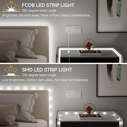 BTF-LIGHTING FCOB COB FOB LED Strip Lights 5V USB Powered 3.28FT 320LEDs Natural White 4000K 8mm Width Dimmable CRI 90+ with 3M Tape Flexible High Density for 3D Printer TV Backlight PC DIY Decor