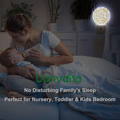Christmas Holiday Night Light White Golden Snowflakes Stars Plug-in Nightlight Energy Saving 0.5W LED Lighting for Boys Girls Men Women