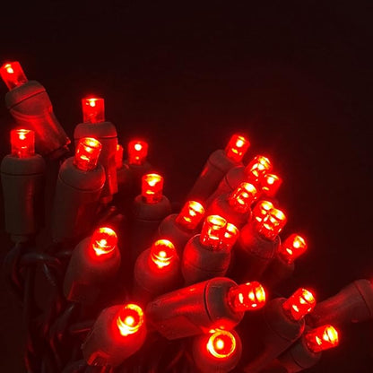 UL Listed 50 Count Dimmable 5MM Wide Angle Led Christmas Light Set,Outdoor Mini Led String Light for Outdoor Garden Patio Trees Lighting Decoration,17 Feet Green Wire (Red Color)