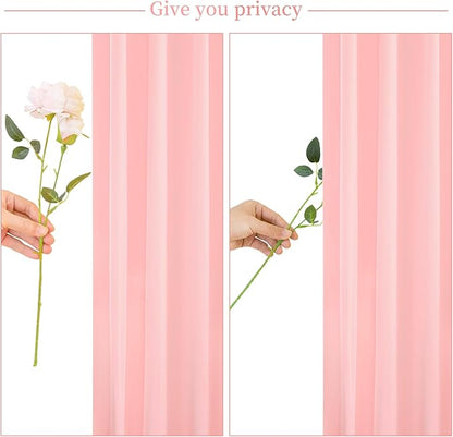 8 Panels Blush Pink Backdrop Curtain for Parties Wedding Wrinkle Free Pink Photo Curtains Backdrop Drapes Fabric Decoration for Baby Shower Birthday Party 40ft(W) x 10ft(H)