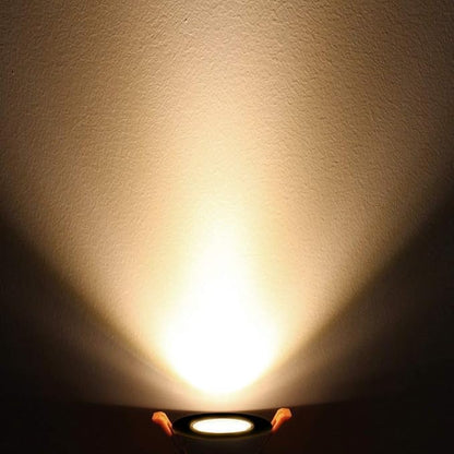 inShareplus 2 Inch LED Downlight, 3W Recessed Lighting COB Dimmable, 3000K Warm White, CRI80, Black Trim, Ceiling Lights with LED Driver, 6 Pack