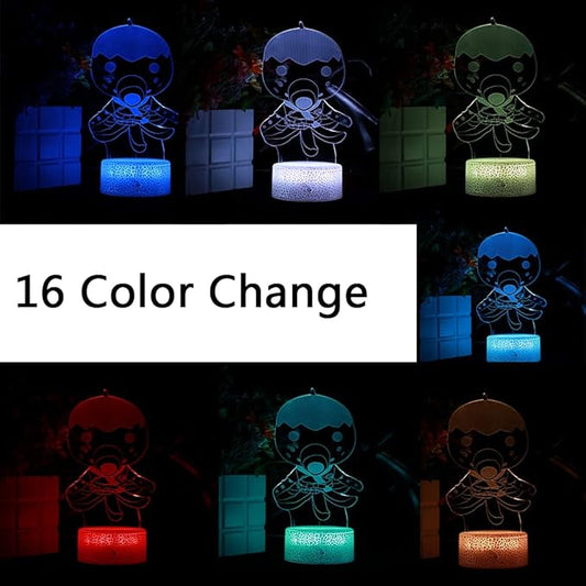 3D Night Light, 16 Color Changing Cartoon USB Desk Lamp Illusion Lighting with Remote Control for Home Decor Gift for Kids. (Zucker)
