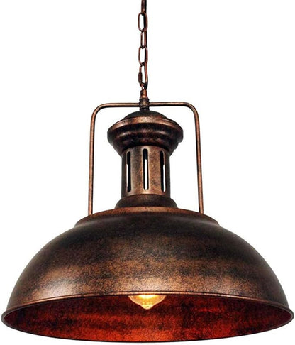 Vintage Industrial Pendant Lights E26 Retro Metal Hanging Lights, Farmhouse Hanging Lamp for Restaurant Kitchen Island Rust Color 40 cm (Bulb not Included)