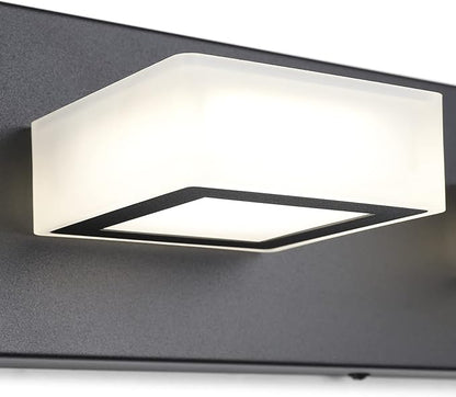 Ralbay Modern LED Black Vanity Lights 4 Lights Acrylic Bathroom Vanity Lighting Fixtures Modern Matte Black Bathroom Vanity Lights (Natural White Light)