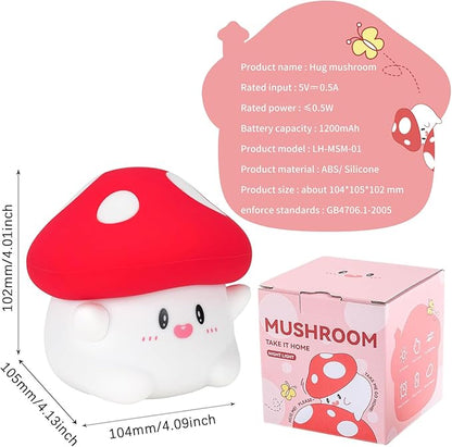 Mushroom Night Light with Squishy Soft Silicone, RGB Flashing Color, Dimmable Rechargeable Portable Touch Mushroom Gifts Decor for Girls Boys