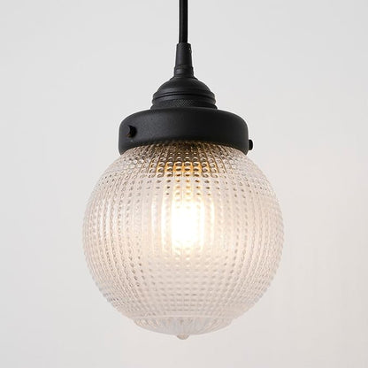 Vintage Ceiling Pendant Light with Clear Ribbed Glass Lampshade, Farmhouse Kitchen Island Hanging Light Fixture for Dining Room Hallway Entryway