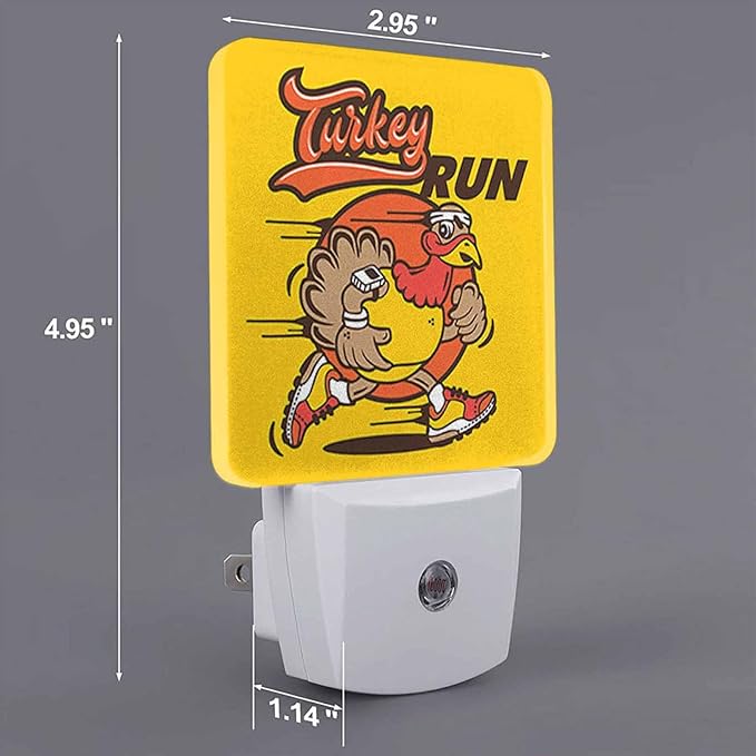 LED Night Light Plug into Wall with Dusk to Dawn Light Sensor White Energy Efficient Funky Turkey Run Nightlight for Bedroom Bathroom Hallway Living Room Kitchen