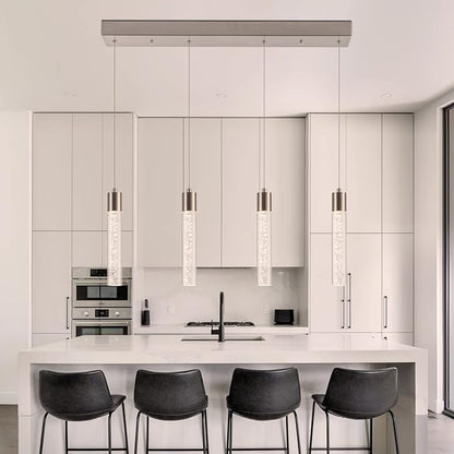 Pendant Light Kitchen Island with Remote Control & Dimmable, Modern Brushed Nickel Pendant Light Fixture for Dining Room 3000K/4000K/6000K