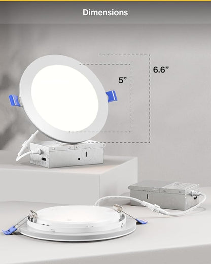 Sunco 24 Pack 6 Inch LED Recessed Light with Night Light, Canless Recessed Lighting, 1500 LM, 15W (150W Equivalent), Selectable CCT 2700K/3000K/4000K/5000K/6000K, Dimmable, with Junction Box