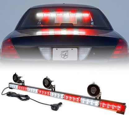 Xprite 35.5" Traffic Advisor Light Bar, Red and White Emergency Lights for Vehicles, 21 Flash Patterns, First Responder Strobe Light with Suction Mount & Cigarette Plug for Emergency Vehicles