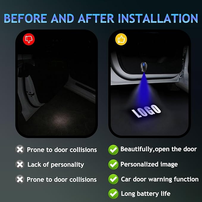 2PCS Car Door Lights Logo Projector Rechargeable Universal,Rechargeable Wireless Car Door Projector Lamp,HD Vehicle Welcome Lights,Shadow Ghost Lamp (Logo-Nii-ss-an)