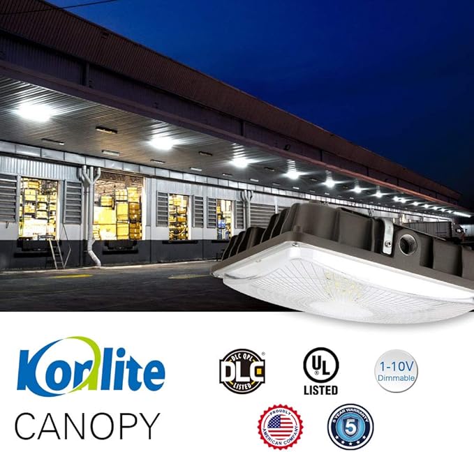 Konlite 27W LED Canopy Area Light - 6 Pack - Dark Bronze - 100W HID/M.H. Equivalent - 3800 LM - Daylight Light - 120-277V - UL, Idea for for Gas Station, Gym, Warehouse, Shop, Underpass, Loading Dock