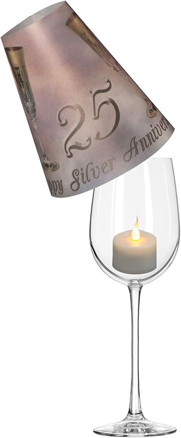 Royal Designs Vellum Tea Light Paper Wine Glass Lampshade, Silver Anniversary, Set of 20 (TLS-1007A-20)