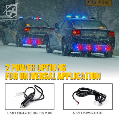 Xprite 24 LED Surface Mount Strobe Lights Kit with Control Panel, Grill Grille Flashing Emergency Warning Police Side Marker Light for Trucks Vehicles ATV RV Cars Van Red Blue, 8PCS