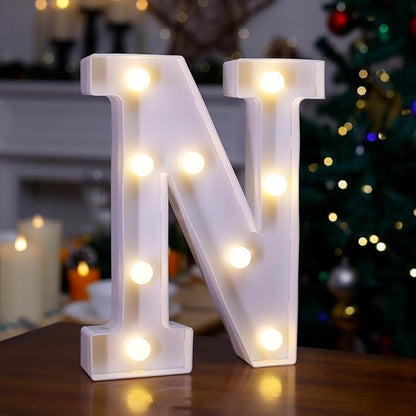 LED Marquee Sign Light Up Letters, Alphabet Light Up Letters Sign, Battery Powered LED Letter Lights for Night Light, Wedding, Birthday, Party, Christmas or Home Decor (Letter N)
