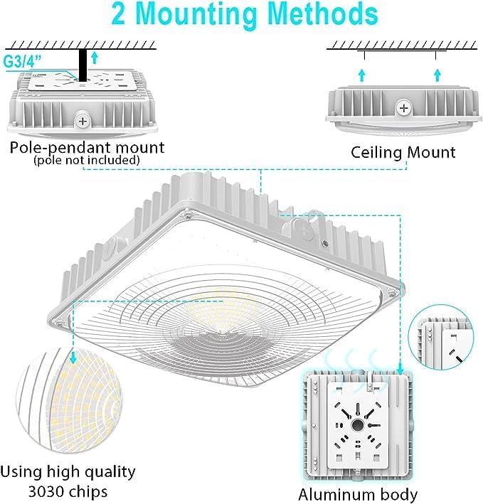 LED Canopy Lights Outdoor 75W 6pack, 100-277V, IP65 Waterproof, for Carport, Gas Station, Tunnel, Warehouse, Inner Parkinglot,Shop Lights 10 * 10 (75W-6P)