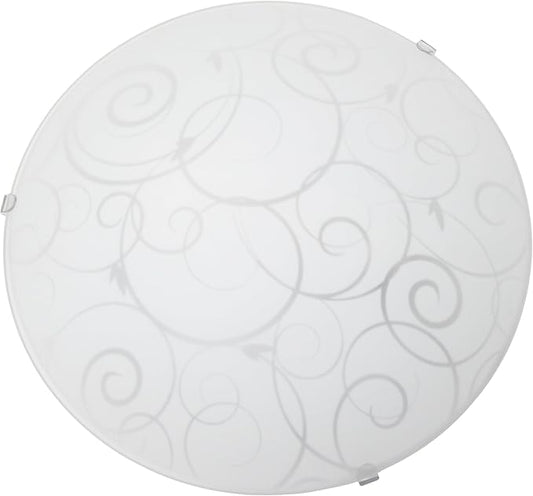 Simple Designs FM2007-WHT 10" Swirl and Shine Round Flush Mount Ceiling Light, for Living Room, Bedroom, Entryway, Hallway, White