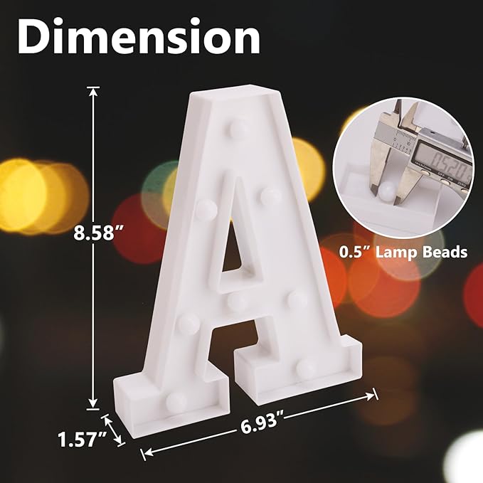 LED Marquee Sign Light Up Letters, Alphabet Light Up Letters Sign, Battery Powered LED Letter Lights for Night Light, Wedding, Birthday, Party, Christmas or Home Decor (Letter A)