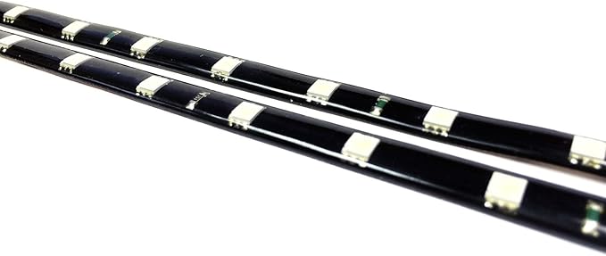 SOCAL-LED LIGHTING 30cm 12" Green Flexible LED Strips High Power Bright 5050 12 SMD Car DRL Under Dash Accent Light, Waterproof, Cuttable, Pack of 2