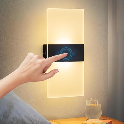 Wall Sconce Battery Operated, 4000mAh Rechargeable Wall Lights with Touch Control, Wireless Wall Lamps for Bedroom, Night Lights for Hallway Stairway Porch Closet